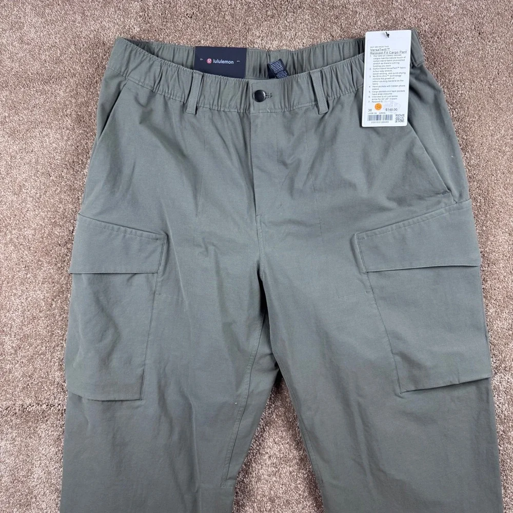 Lululemon VersaTwill Relaxed-Fit Cargo Pant Army Green Mens 38 LM5B13S NEW $148